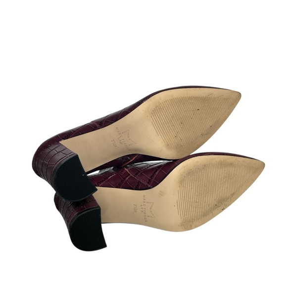 Marc Fisher Unno Embossed Croc Leather Plum Pointed Toe Ankle Boots Size 7.5 - Picture 8 of 10